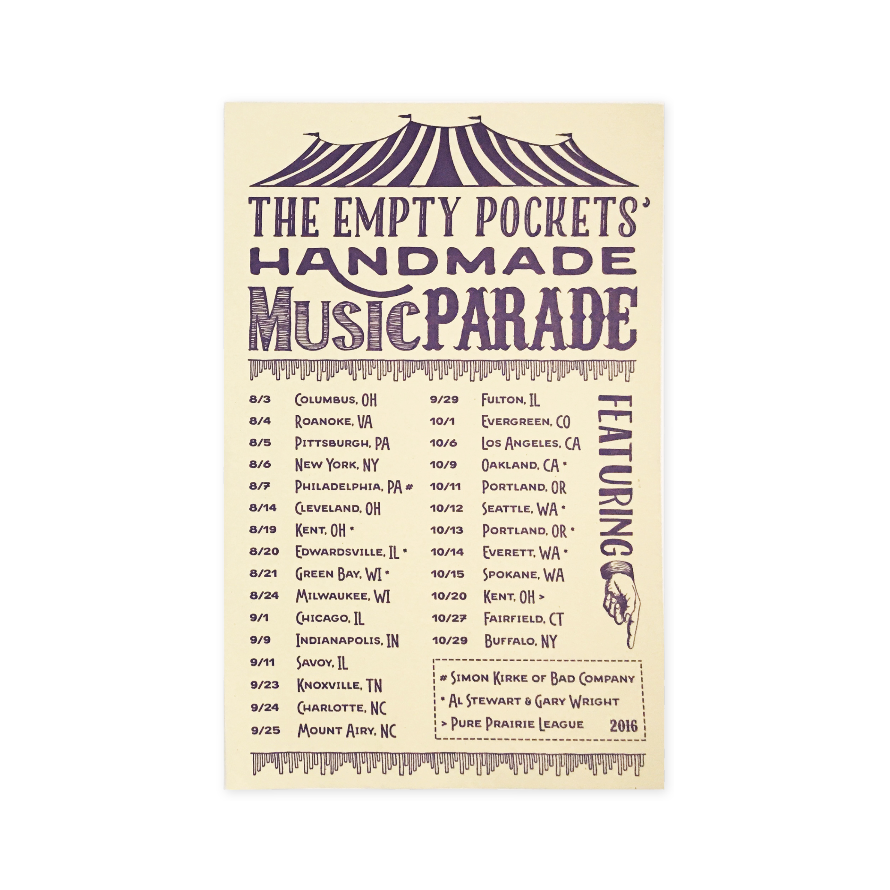 Unsigned 2016 Tour Poster