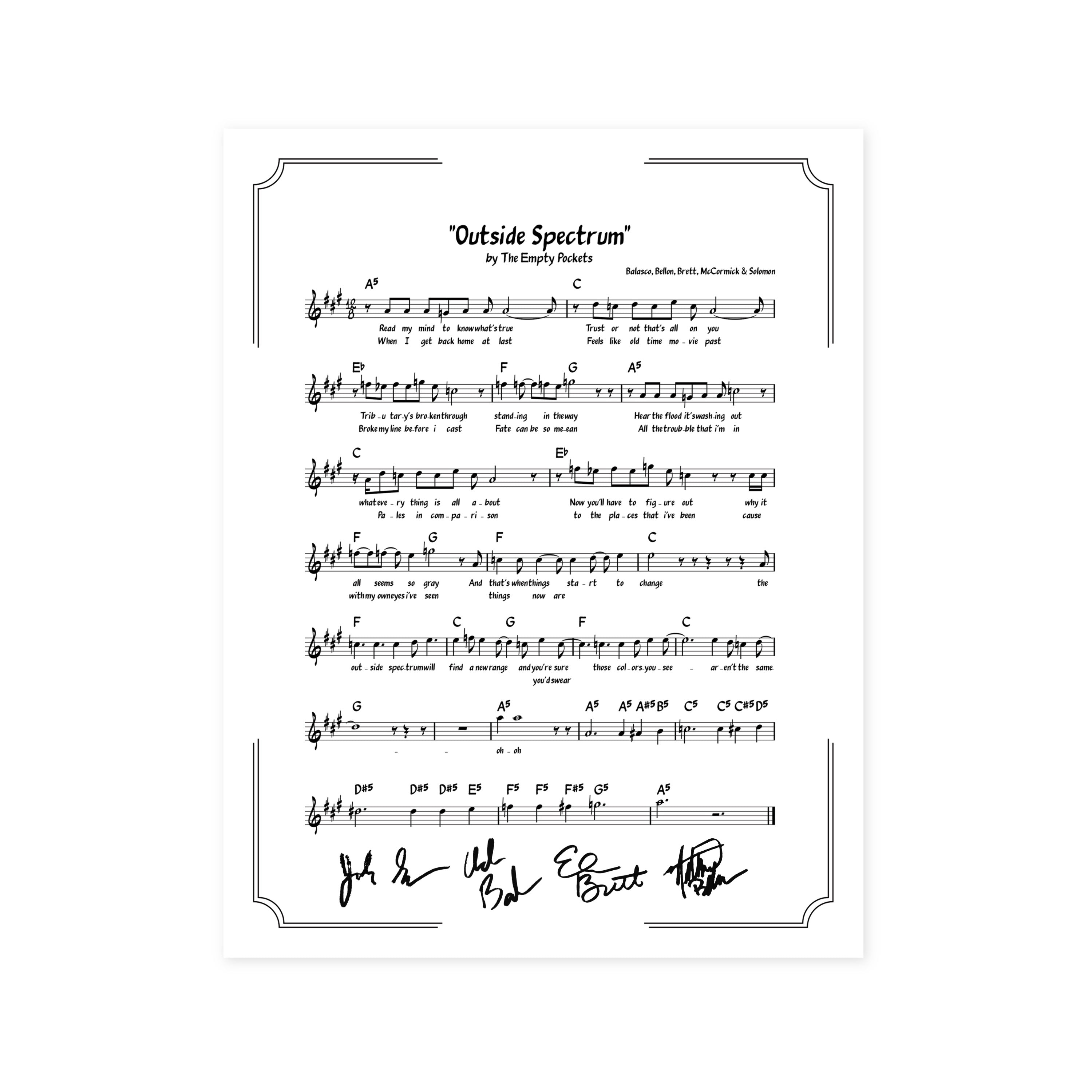 Autographed Sheet Music: Outside Spectrum